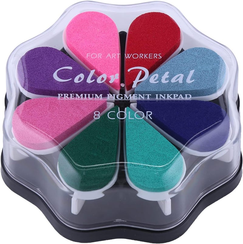 YPSelected Petal Ink Pads for Rubber Stamps Waterdrop Shaped Stamp Pads with 8 Assorted Colors (Set 1003) - Image 2