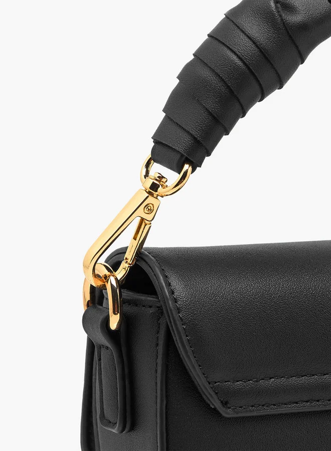 Flora Bella By Shoexpress Solid Crossbody Bag with Detachable Strap and Flap Closure