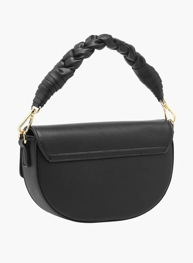 Flora Bella By Shoexpress Solid Crossbody Bag with Detachable Strap and Flap Closure