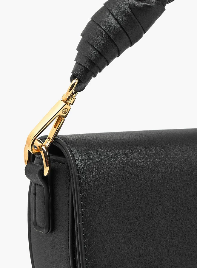 Flora Bella By Shoexpress Solid Crossbody Bag with Detachable Strap and Flap Closure