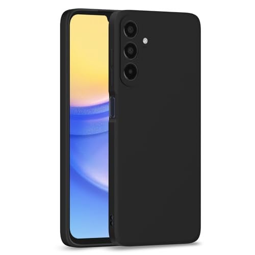 Pikkme Back Cover for Samsung Galaxy A15 5G | Slim Soft Matte Silicone Cover with Camera Protection & Shockproof Bumper Case (Black) - Image 1