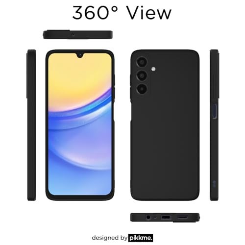 Pikkme Back Cover for Samsung Galaxy A15 5G | Slim Soft Matte Silicone Cover with Camera Protection & Shockproof Bumper Case (Black) - Image 4