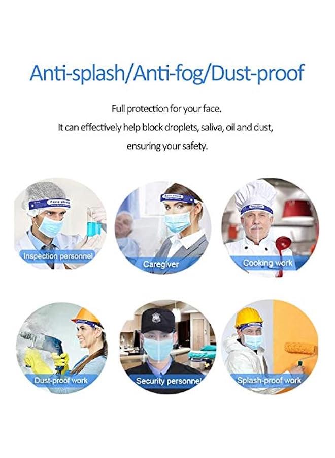 Arabest 50 Pack Face Shield Direct Splash Protection Plastic Adjustable Transparent Anti-Spitting Protective Mask Visor Shield, Clear Face Shield for man and women  - Image 3