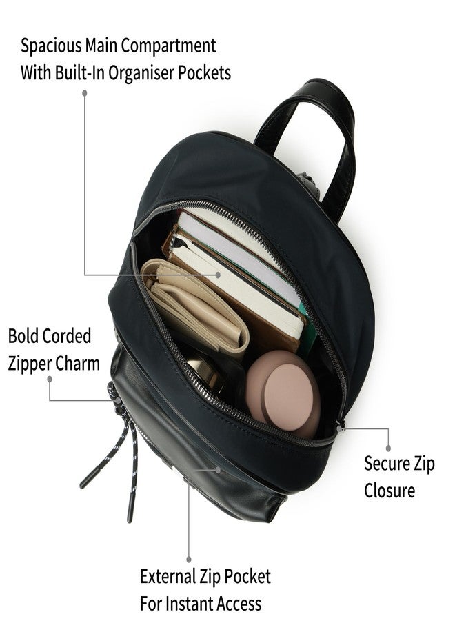 Fastrack Nylon Nova Backpack | Spacious Nylon Backpack | Quick-Access Pocket & Adjustable Faux-Leather Straps - Image 3