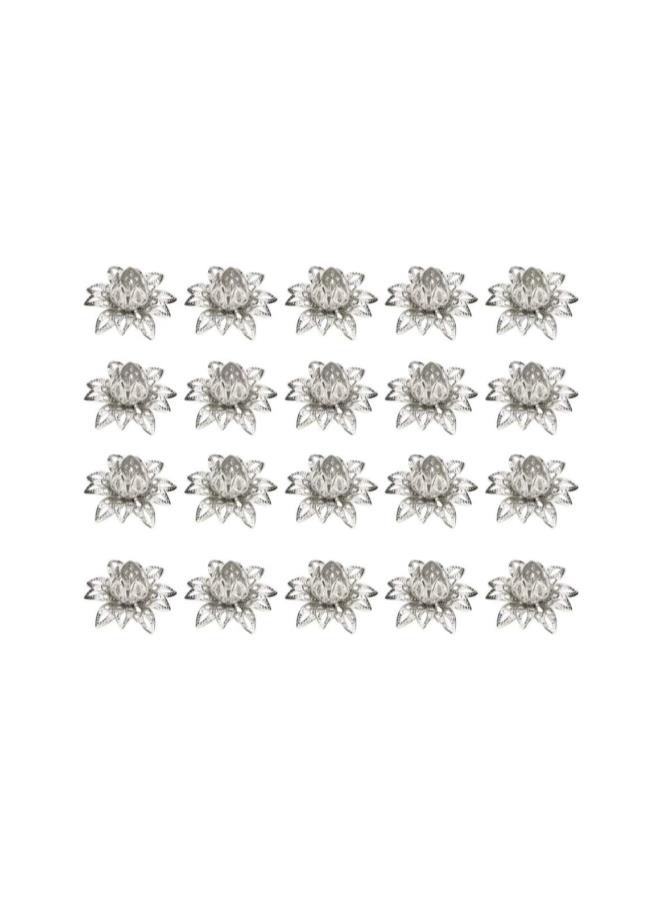 WYBOT 20pcs Flower Bead Caps Flower End Caps Lotus Bead Caps for Necklace Bracelet Jewelry Making White - Image 1