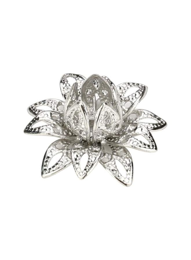 WYBOT 20pcs Flower Bead Caps Flower End Caps Lotus Bead Caps for Necklace Bracelet Jewelry Making White - Image 2