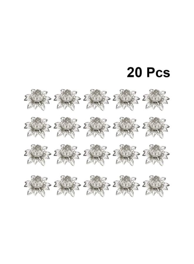 WYBOT 20pcs Flower Bead Caps Flower End Caps Lotus Bead Caps for Necklace Bracelet Jewelry Making White - Image 4