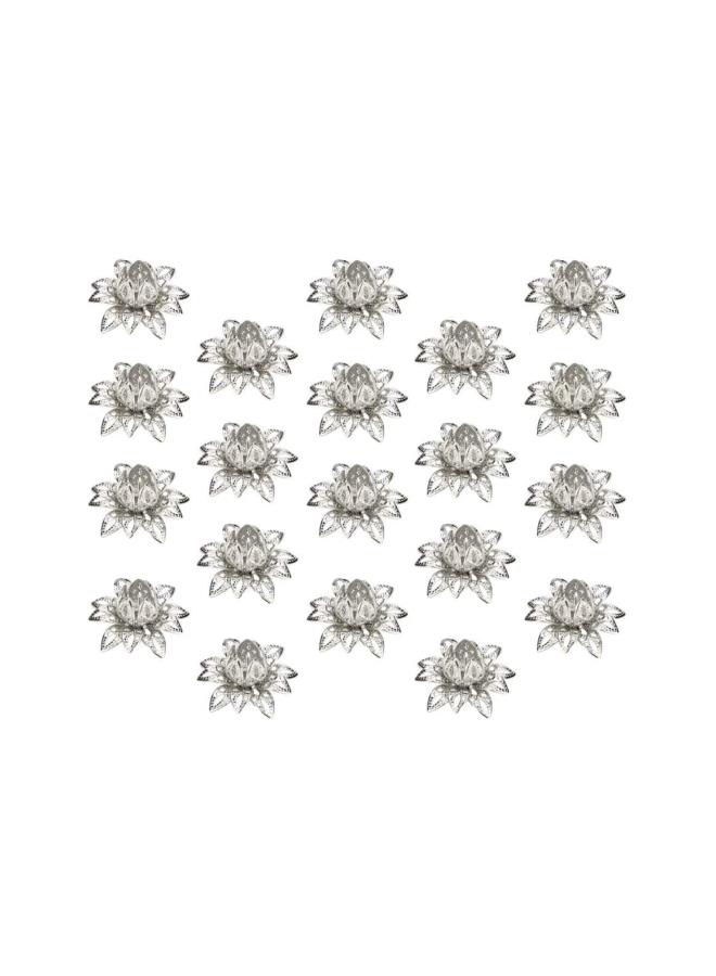 WYBOT 20pcs Flower Bead Caps Flower End Caps Lotus Bead Caps for Necklace Bracelet Jewelry Making White - Image 5