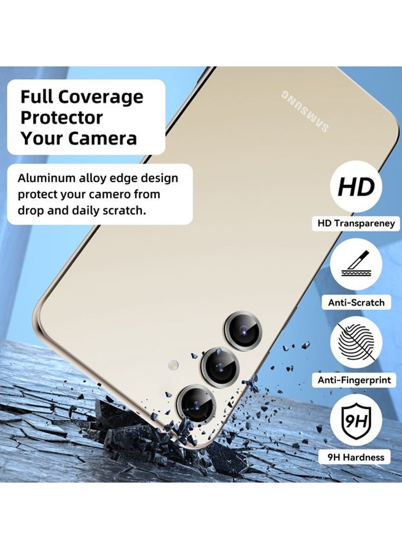 Wtech Samsung Galaxy S25 2025 Premium Alloy Ring Camera Lens Tempered Glass Protector Shield - Titanium Silver - Image 5