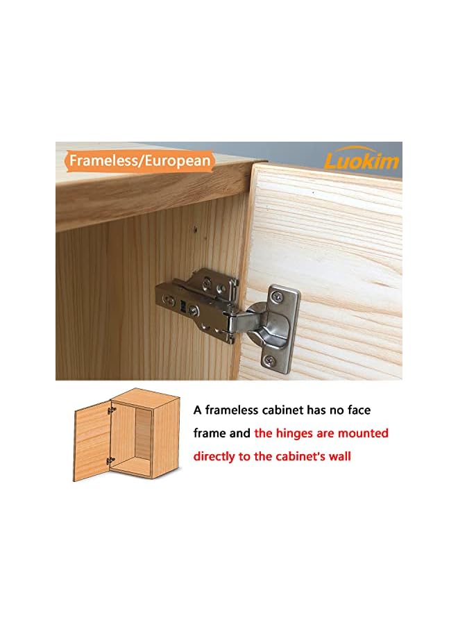 promass HS 4pcs 110 Degree Frameless Cabinet Door Concealed HingesFull OverlayNickel Plated - Image 4