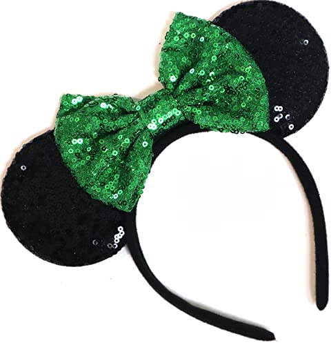CLGIFT Green Tinker Minnie Ears - Handmade Flexible Headband, Bow Size 5 inches, One Size Fits All for All Ages/Adults, Perfect for Disneyland Trips, Family Photos, or Any Disney Theme Party, Green - Image 4