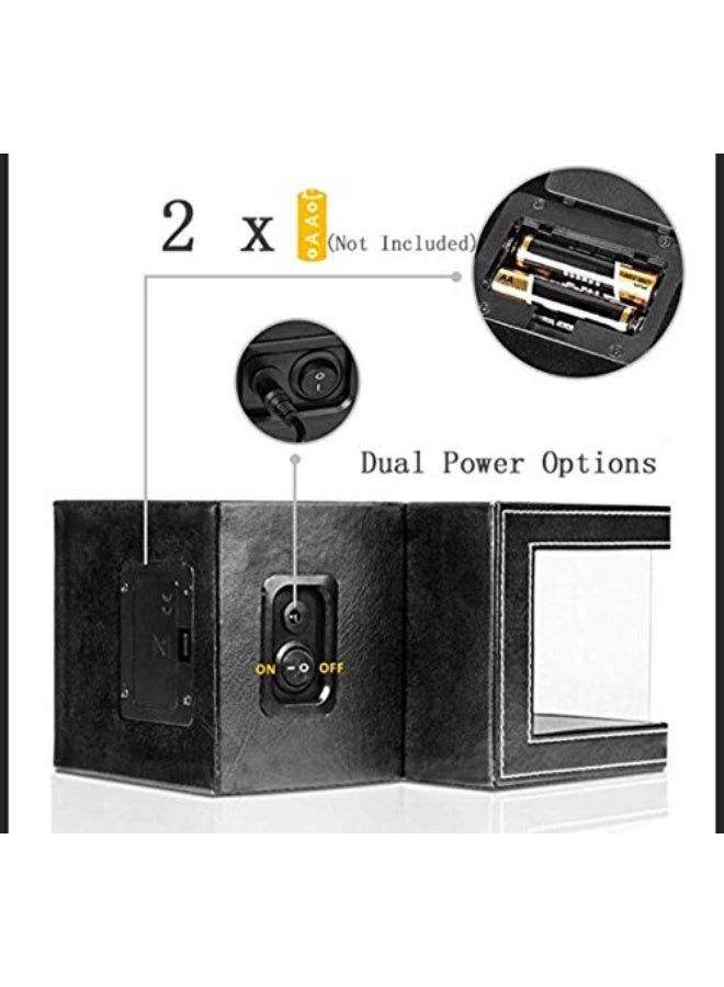Watermelon Single Watch Winder, Ultra Quiet Japanese Motor Automatic Watch Winder Box with Multiple Rotation Modes, Premium Watch Winder for Automatic Watches (AC/ Battery Powered) - Black with PU Leather - Image 5