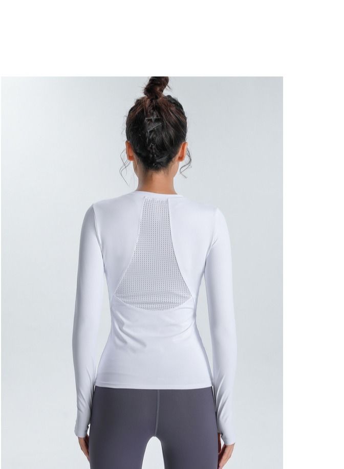 Loquat Fitness Exercise Running Speed Dry T-shirt Yoga Clothing  White  - Image 2