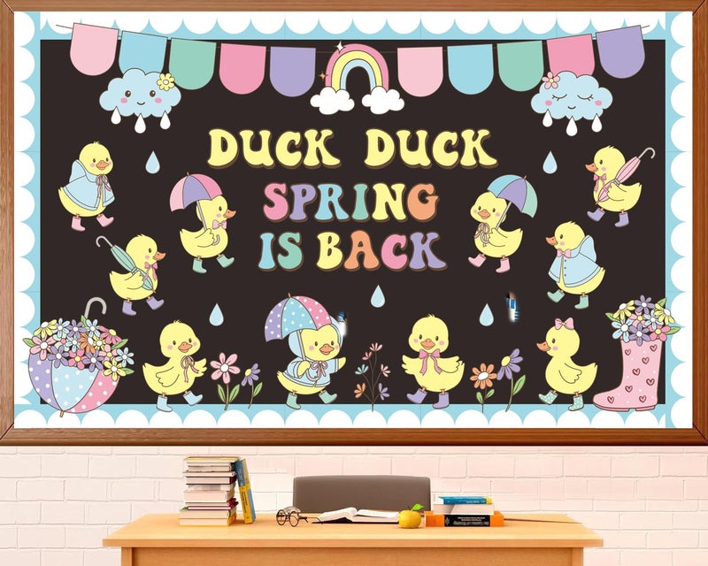 Polaxium Spring Bulletin Board Set Duck Duck Spring is Back Classroom Decoration Spring Cutouts for School Office Classroom Chalkboard Whiteboard Wall Window Door Decor Supplies - Image 2