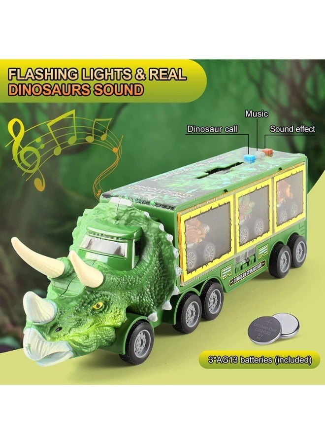 TOY GARDEN Dinosaur Toy For Boys - Dinosaur Toys Truck With Dinosaur Cars Set with Lights, Music, Sound,Dinosaur Car Launcher Track for Boys Age 3 4 5 6 7 8 Year Old/Dinosaur Kids Toys Gift - Image 2