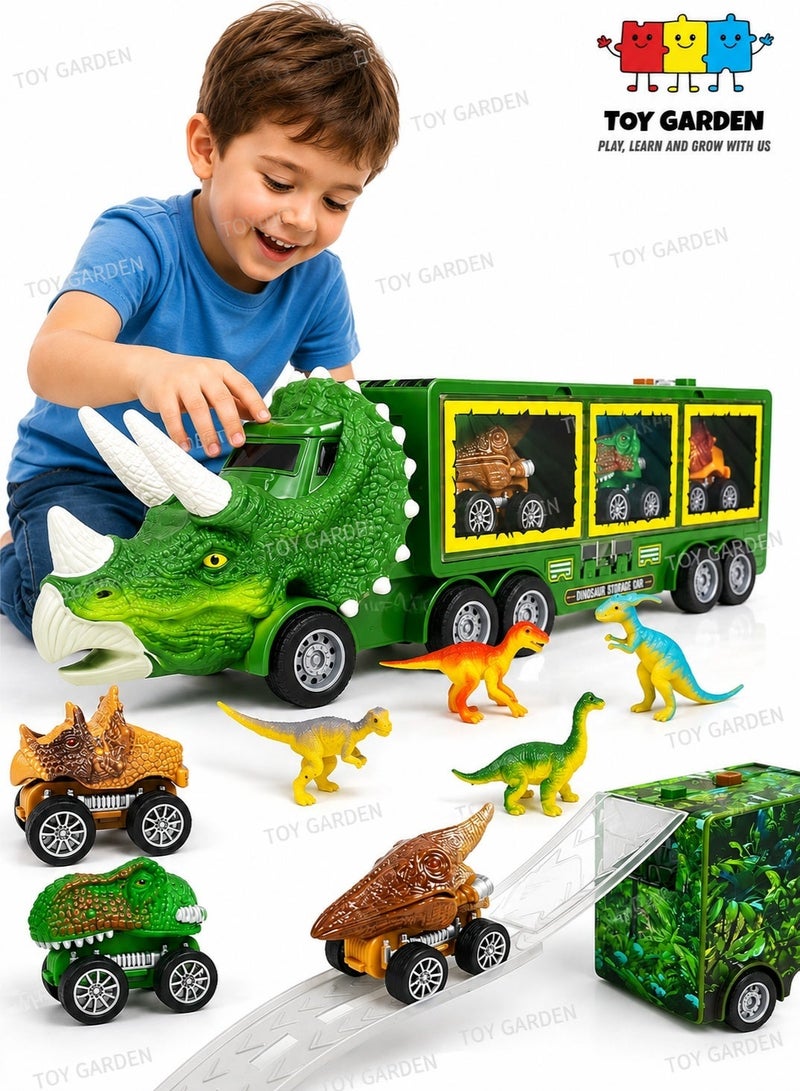 TOY GARDEN Dinosaur Toy For Boys - Dinosaur Toys Truck With Dinosaur Cars Set with Lights, Music, Sound,Dinosaur Car Launcher Track for Boys Age 3 4 5 6 7 8 Year Old/Dinosaur Kids Toys Gift - Image 2