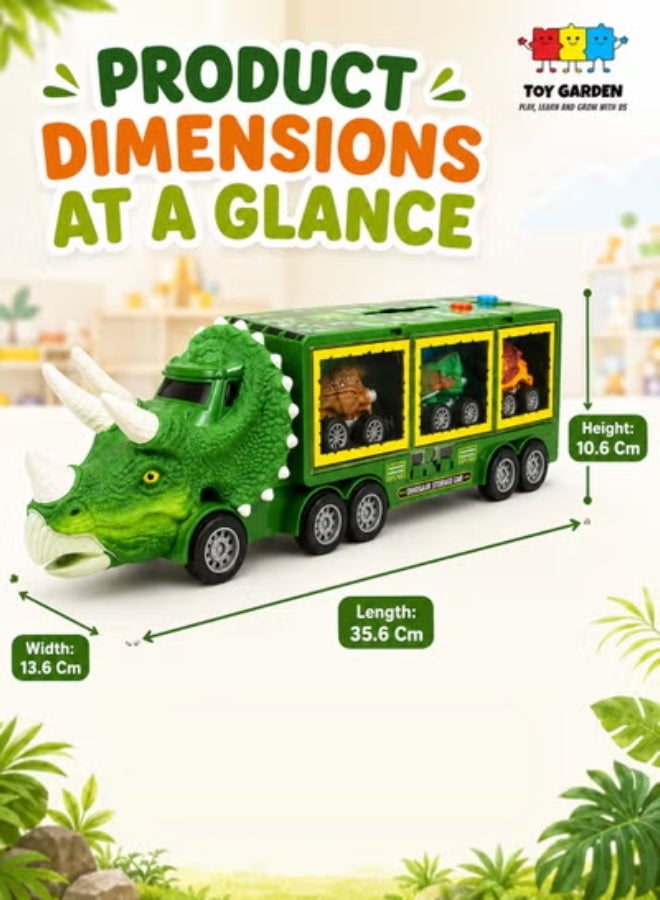 TOY GARDEN Dinosaur Toy For Boys - Dinosaur Toys Truck With Dinosaur Cars Set with Lights, Music, Sound,Dinosaur Car Launcher Track for Boys Age 3 4 5 6 7 8 Year Old/Dinosaur Kids Toys Gift - Image 4
