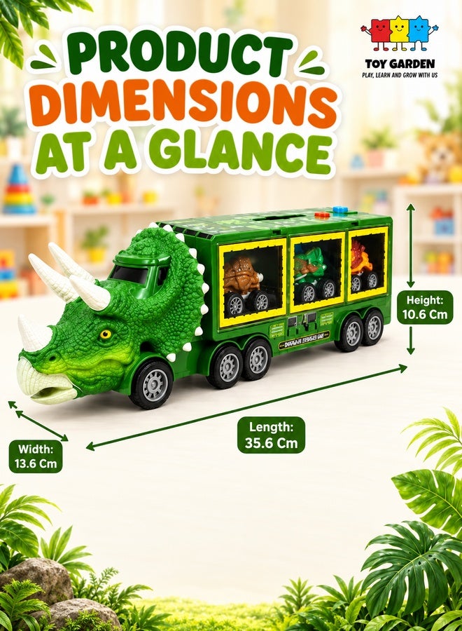 TOY GARDEN Dinosaur Toy For Boys - Dinosaur Toys Truck With Dinosaur Cars Set with Lights, Music, Sound,Dinosaur Car Launcher Track for Boys Age 3 4 5 6 7 8 Year Old/Dinosaur Kids Toys Gift - Image 4