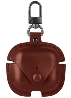 Airpods 4 Protective Case, Leather material Protective Cover with Keychain Visible & Supports Wireless Charging,Accessrioes for Airpods 4 Case (Dark Brown)