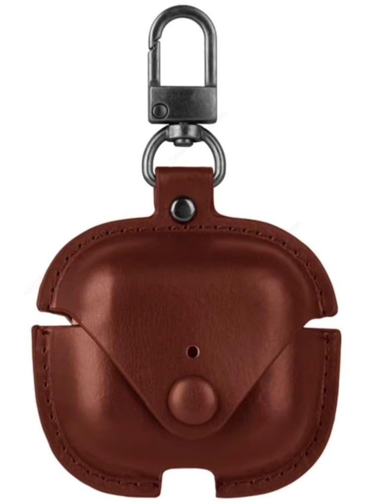 FARROBIZZ - Airpods 4 Protective Case, Leather material Protective Cover with Keychain Visible & Supports Wireless Charging,Accessrioes for Airpods 4 Case (Dark Brown) - Image 1