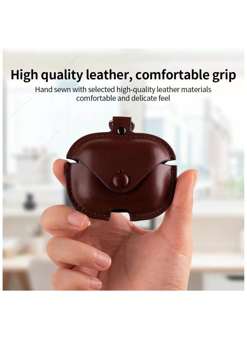 FARROBIZZ - Airpods 4 Protective Case, Leather material Protective Cover with Keychain Visible & Supports Wireless Charging,Accessrioes for Airpods 4 Case (Dark Brown) - Image 1