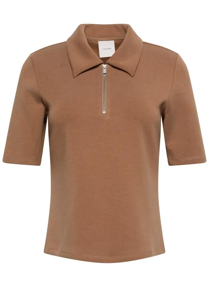 CALVIN KLEIN  Spacer Halfzip Polo Top for Women | Best Price UAE