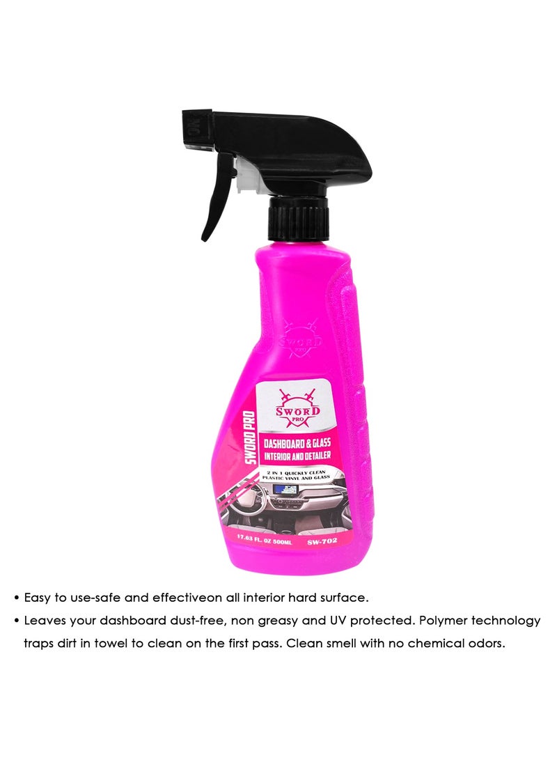 SWORD PRO Glass Interior & Dashboard Detailer Cleaner Spray 500ml, SW-702 - Image 3