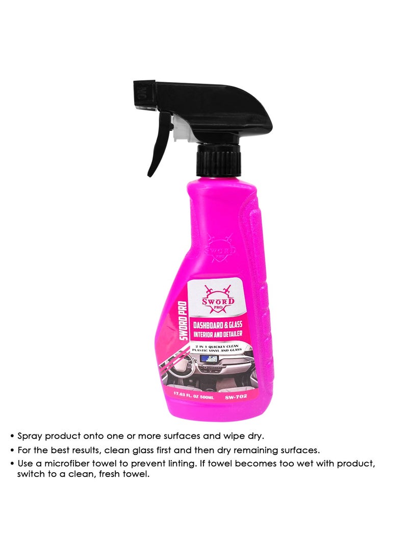 SWORD PRO Glass Interior & Dashboard Detailer Cleaner Spray 500ml, SW-702 - Image 2