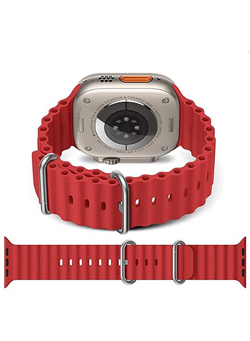 Silicon Replacement Strap For Apple Watch Series 7 And Series 8 (45mm) And Apple Watch Ultra (49mm) - Red - Image 1