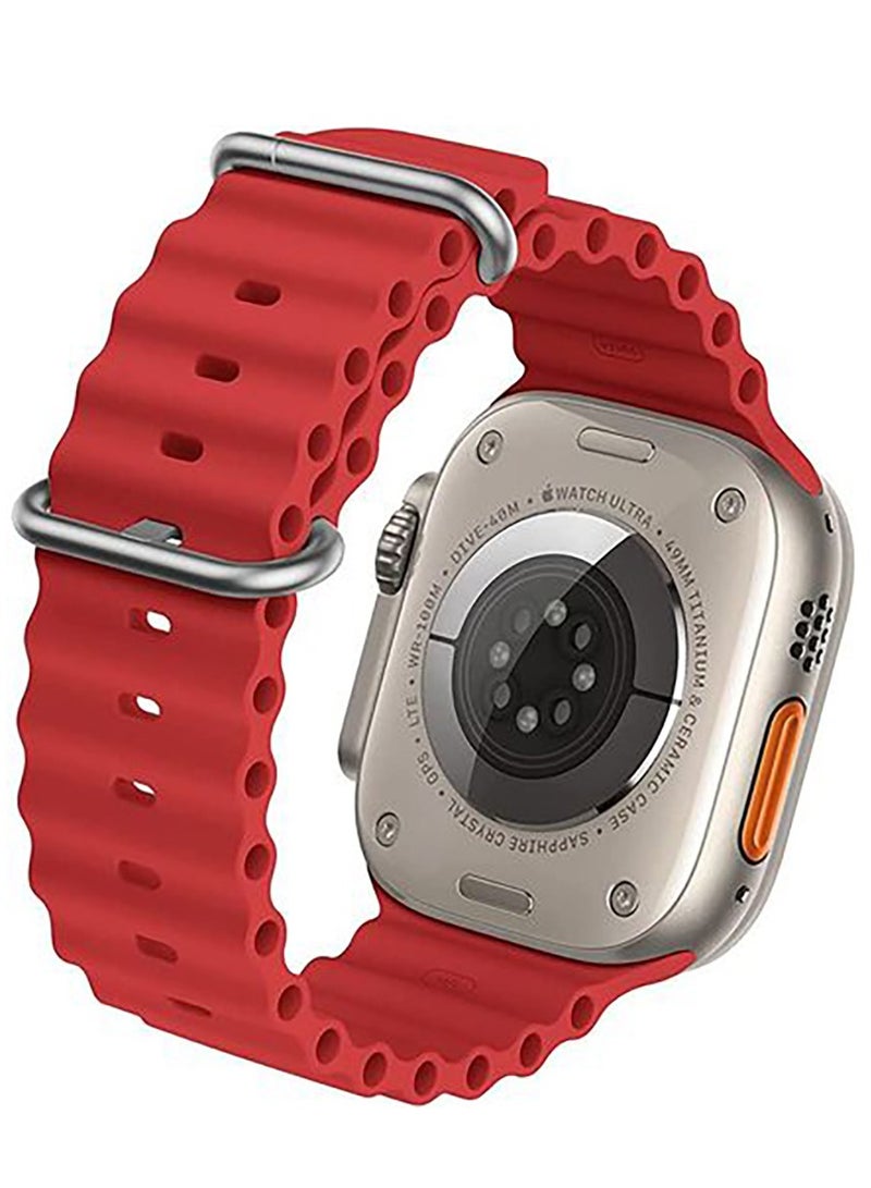 Silicon Replacement Strap For Apple Watch Series 7 And Series 8 (45mm) And Apple Watch Ultra (49mm) - Red - Image 2