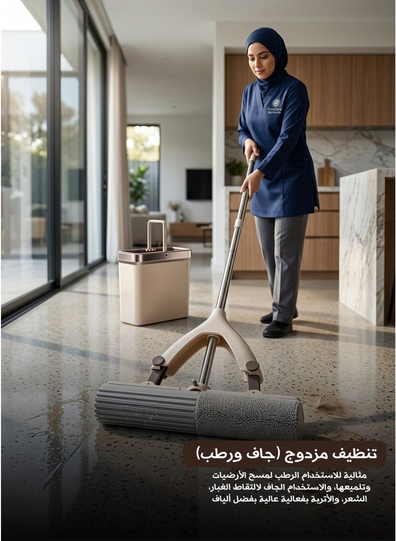 LifePro Smart Mop and Bucket Set, Lifepro Magic PVA Self-Wringing Mop Set with Smart Cleaning Bucket, Super Absorbent Sponge Floor Mop with Stainless Steel Handle 133cm Length, the product comes with two sponge heads - Lifepro - Image 1
