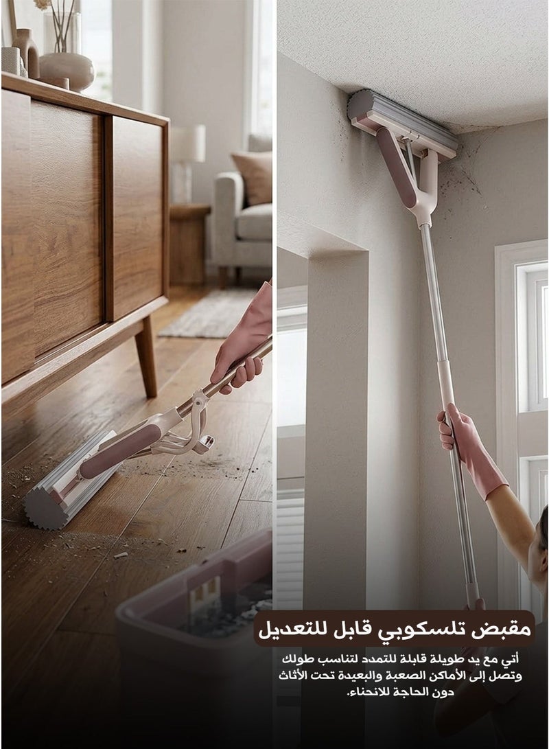 LifePro Smart Mop and Bucket Set, Lifepro Magic PVA Self-Wringing Mop Set with Smart Cleaning Bucket, Super Absorbent Sponge Floor Mop with Stainless Steel Handle 133cm Length, the product comes with two sponge heads - Lifepro - Image 2
