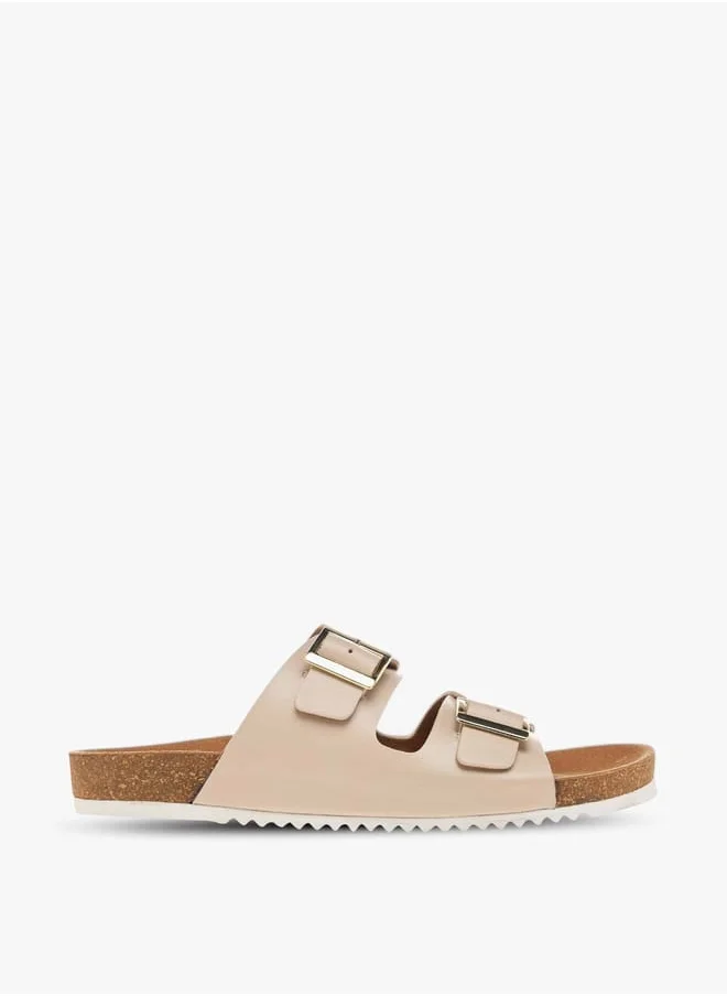 بابريكا Women's Buckle Accent Slip-On Sandals