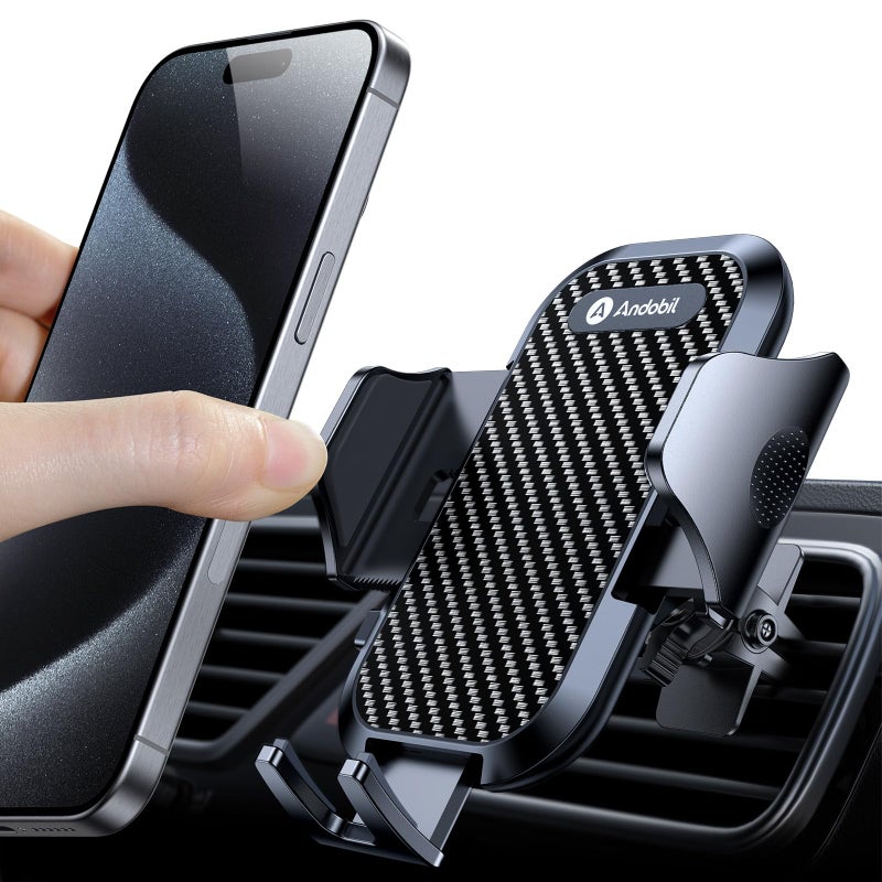 andobil Phone Holders for Your Car - Air Vent Phone Mount, Ultra-Stable Metal Clip with Anti-Shake & 360° Rotation, Universal Car Mount Fit iPhone 16/15/14/13/12 Pro Max/Android/Samsung Galaxy - Image 1