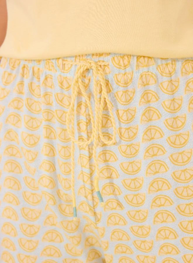 women'secret 100% Cotton Long Pyjamas With Snoopy Lemons