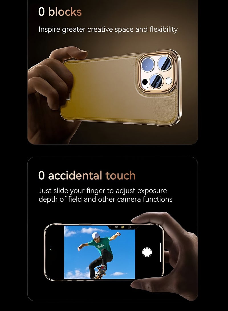 Wtech Apple iPhone 16 Pro Max 5G 2024 Luxury Leather Thin Metal Phone Case, Anti-Fallen Cover Without Frame Light Phone Shield Case Cover - Gold - Image 4