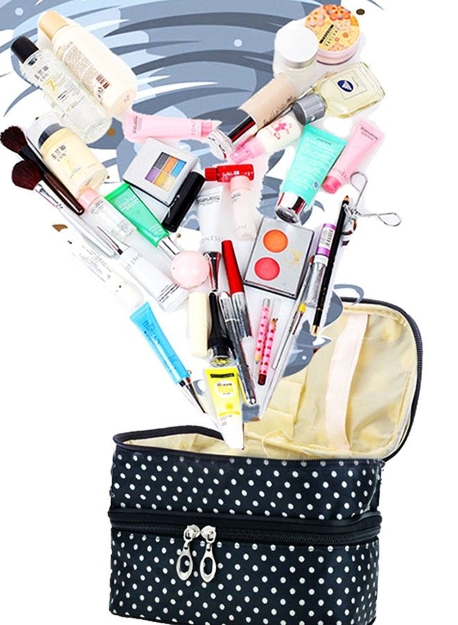 حقيبة مستحضرات تجميل مربعة الشكل بطبقتين - Image 2