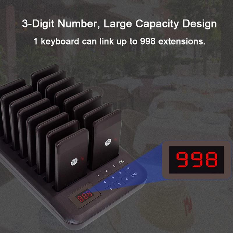 Wireless Pager 500 M Long-Range 3 Alert Modes Call System - Multi-Channel Management Restaurant Buzzer for Hospitality Clinic Coffee Shop Queue Management - Image 4