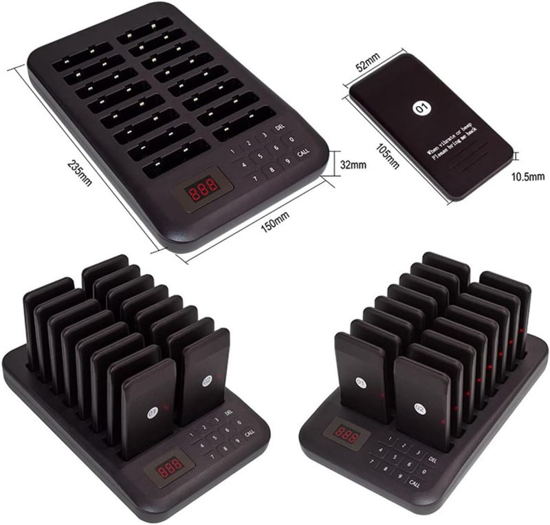 Wireless Pager 500 M Long-Range 3 Alert Modes Call System - Multi-Channel Management Restaurant Buzzer for Hospitality Clinic Coffee Shop Queue Management - Image 3