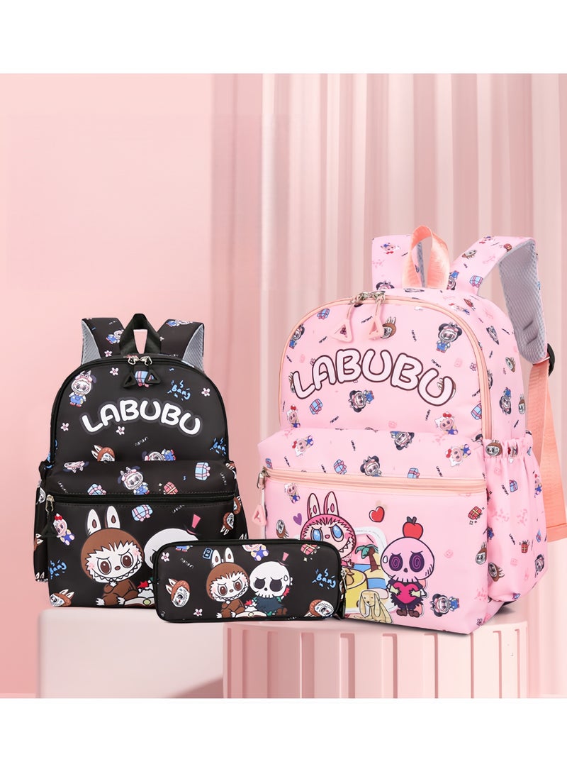 لابوبو حقيبة ظهر Labubu للأولاد والبنات في المرحلة الابتدائية، حقيبة أقلام، حقيبة رسول، حقيبة مدرسية للأطفال بسعة كبيرة، مطبوعة برسومات كرتونية لطيفة - Image 2