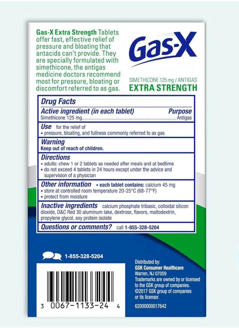 Gas-X Extra Strength, Simethicone 125mg, 72 Chewable Tablets  - Image 2