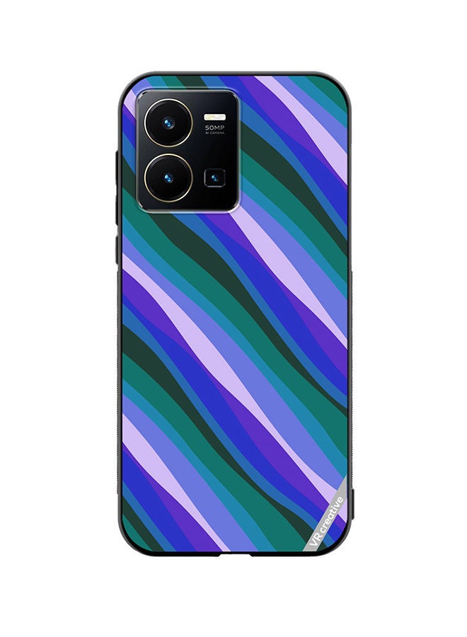 غطاء حماية لهاتف Vivo Y35 ملون بتصميم خطوط منحنية متعددة الألوان