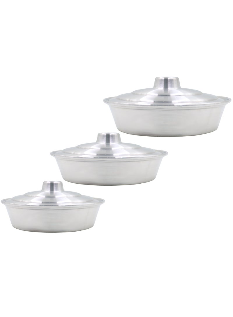SAIF A set of 3 pieces of aluminum Round oven trays with a lid - Image 2