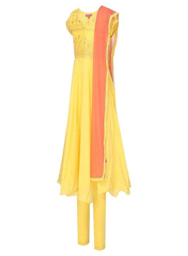 Biba طقم سلوار أناركالي قطن للبنات من بيبا (KW3147_أصفر_7) - Image 2