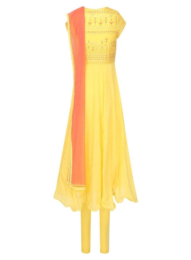 Biba طقم سلوار أناركالي قطن للبنات من بيبا (KW3147_أصفر_7) - Image 3