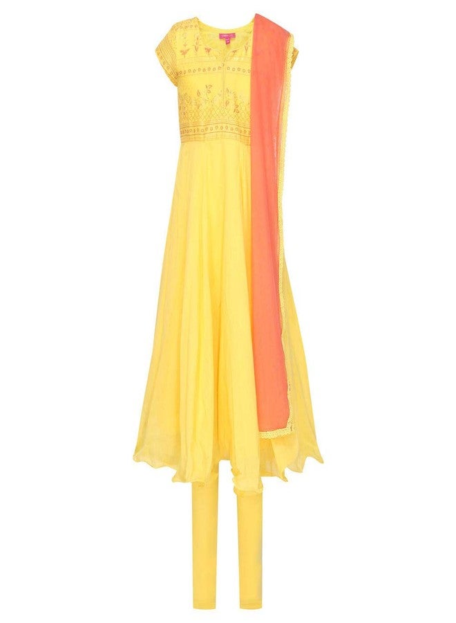 Biba طقم سلوار أناركالي قطن للبنات من بيبا (KW3147_أصفر_7) - Image 1