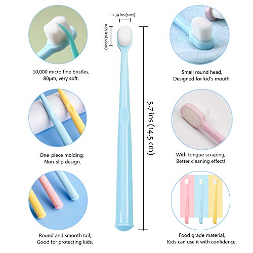 EasyHonor Baby & Toddler Extra Soft Toothbrush for Age 4-12 Years Old, with 10000 Soft Floss Bristle for Baby Gum Care. (6Pcs) - Image 2