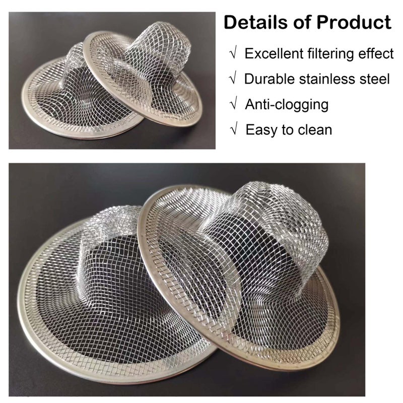 Beyoslf 25PCS Bathroom Mesh Sink Drain Strainer, 2.75" & 2.125'' Stainless Steel Slop Basket Filter Trap, Mesh Tub Strainer Bathtub Drain Filter Screen for Bathroom Bathtub Laundry Lavatory Balcony RV Utility - Image 3