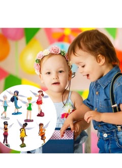 SYOSI Flower Fairy Pixie Miniature Fairy Garden Ornament Fairy Pixie Girl Fly Wing DIY Dollhouse Decor, Princess Tinker Bell Fairy Model Dolls Gift for Children(7 PCS)  - Image 4
