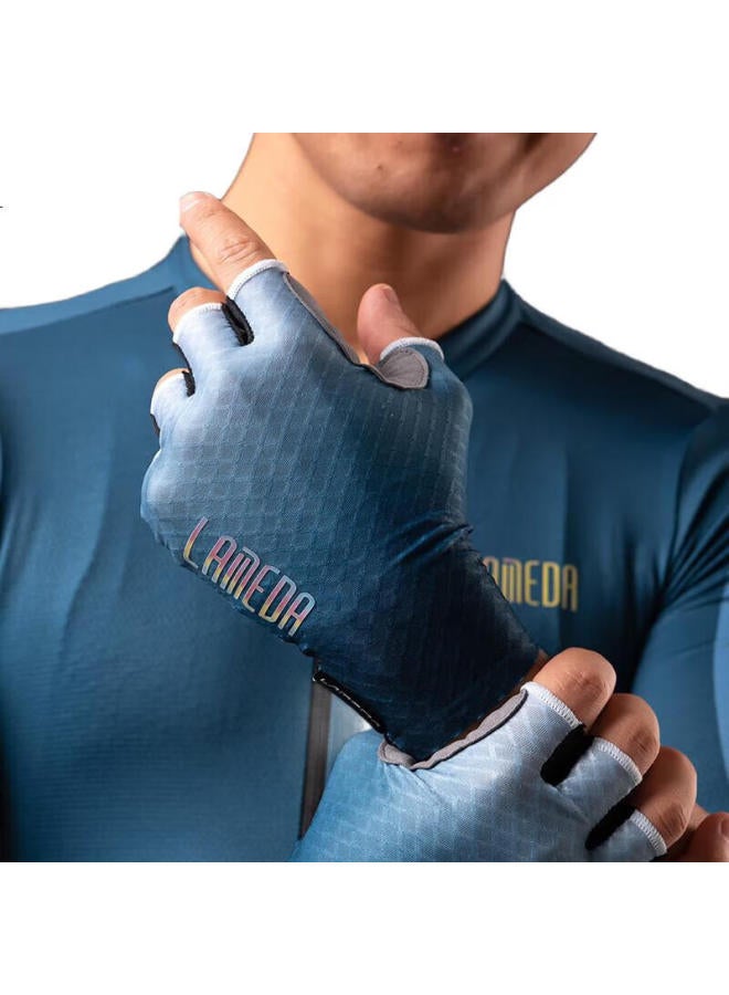Lampada Road Cycling Gloves, Shock-Absorbing, Fingerless, Short-Fingered, For Men And Women, Professional Bicycle Riding Equipment, Black, Size L - Image 2